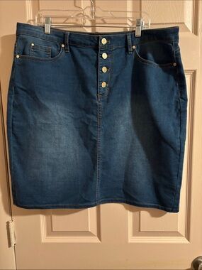 Jones New York Dark Blue Denim A-Line Skirt